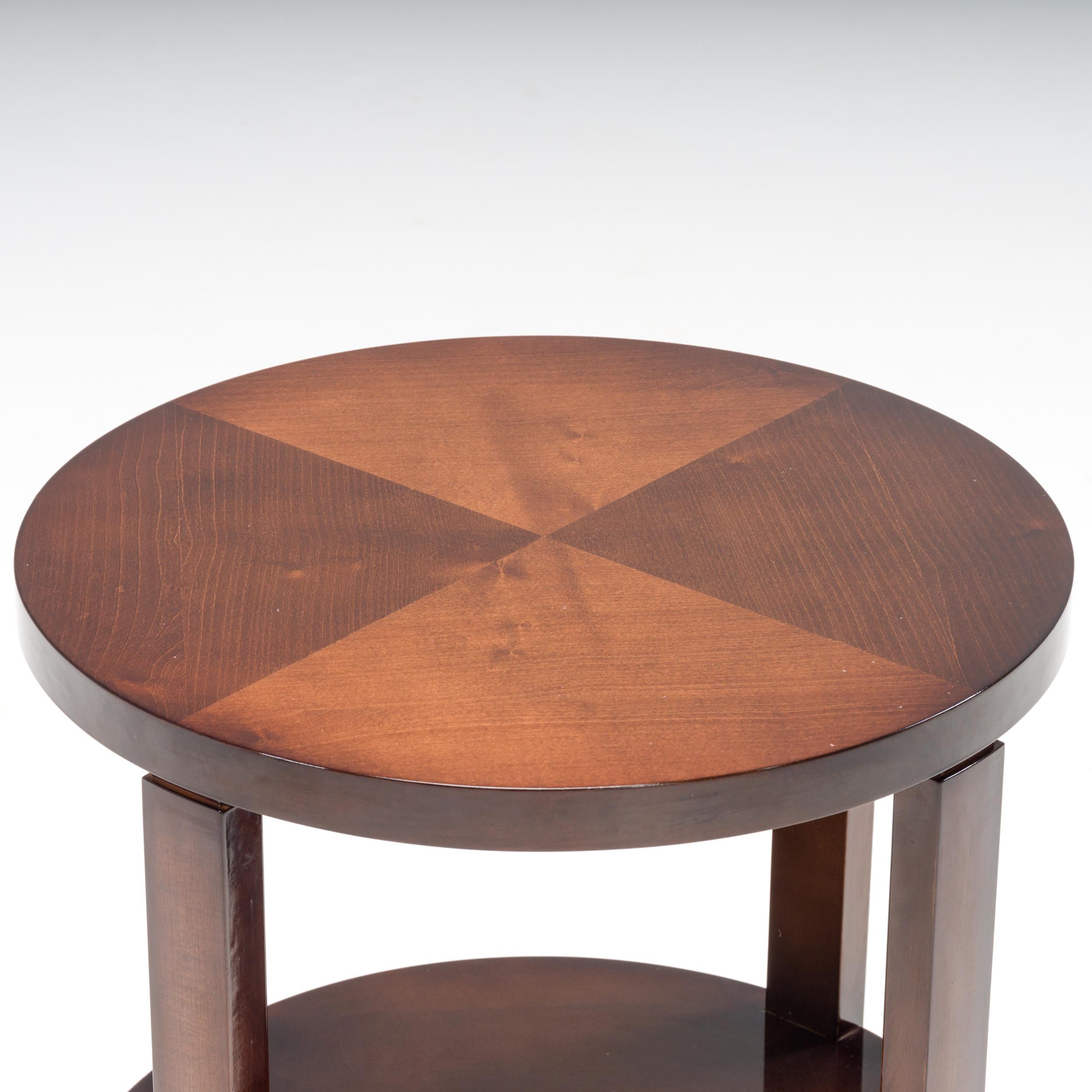 Art Deco Style Hugues Chevalier Agora Oak Round Side Tables, Set of 2 In Good Condition In London, GB