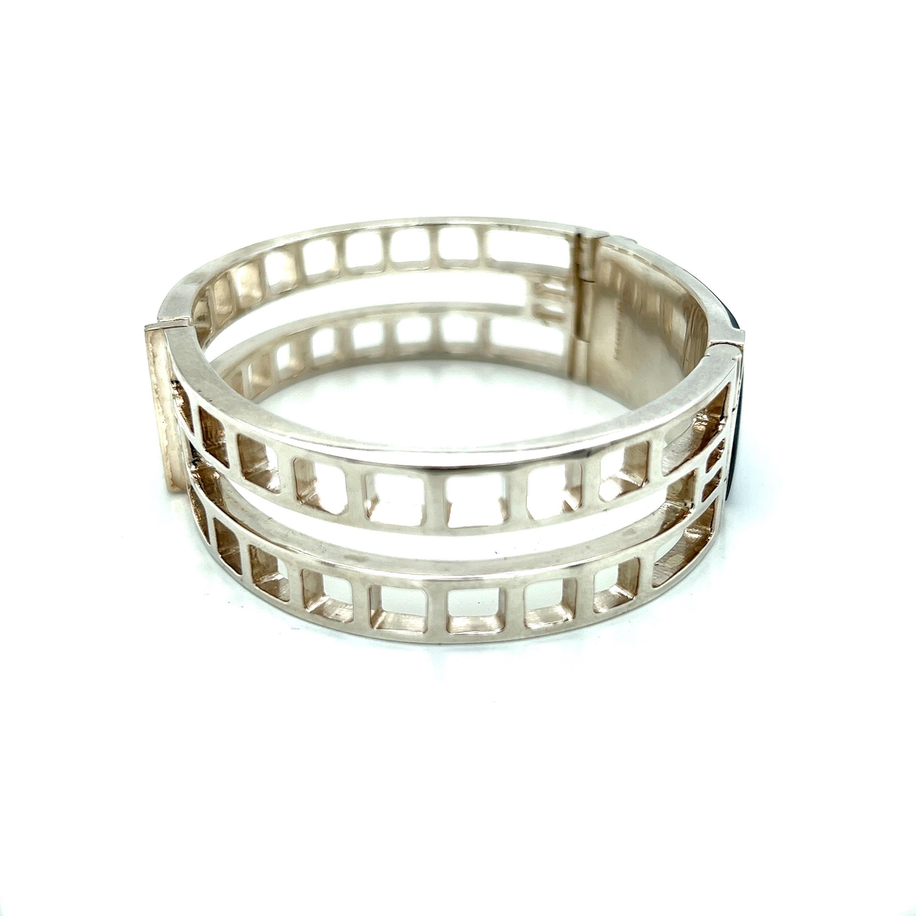 Art Deco Style ID Bracelet with Hematite in Sterling Silver For Sale 2