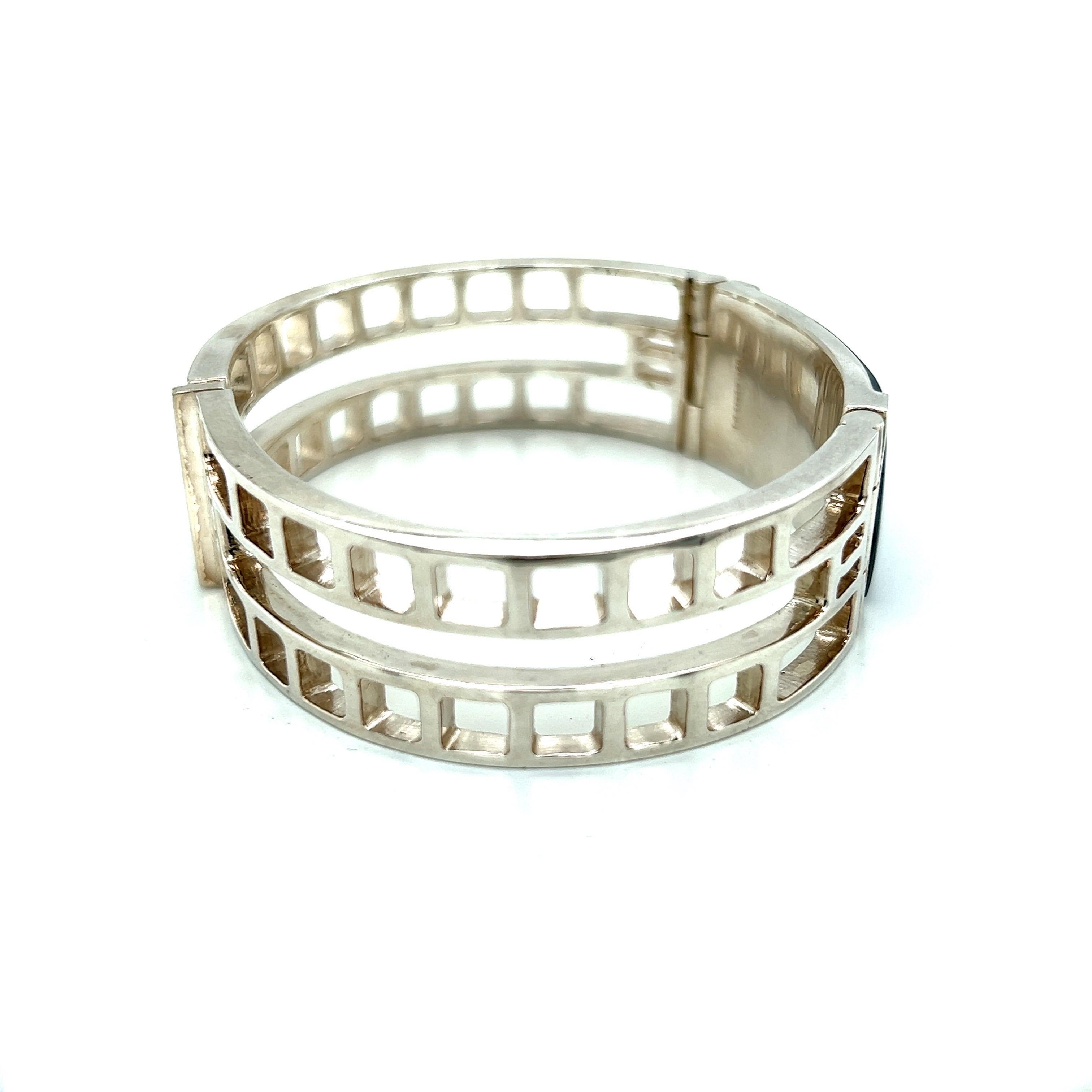 ID-Armband im Art-déco-Stil mit Hämatit aus Sterlingsilber  im Angebot 1