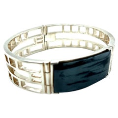 Bracelet d'identification de style Art déco en argent sterling et hématite