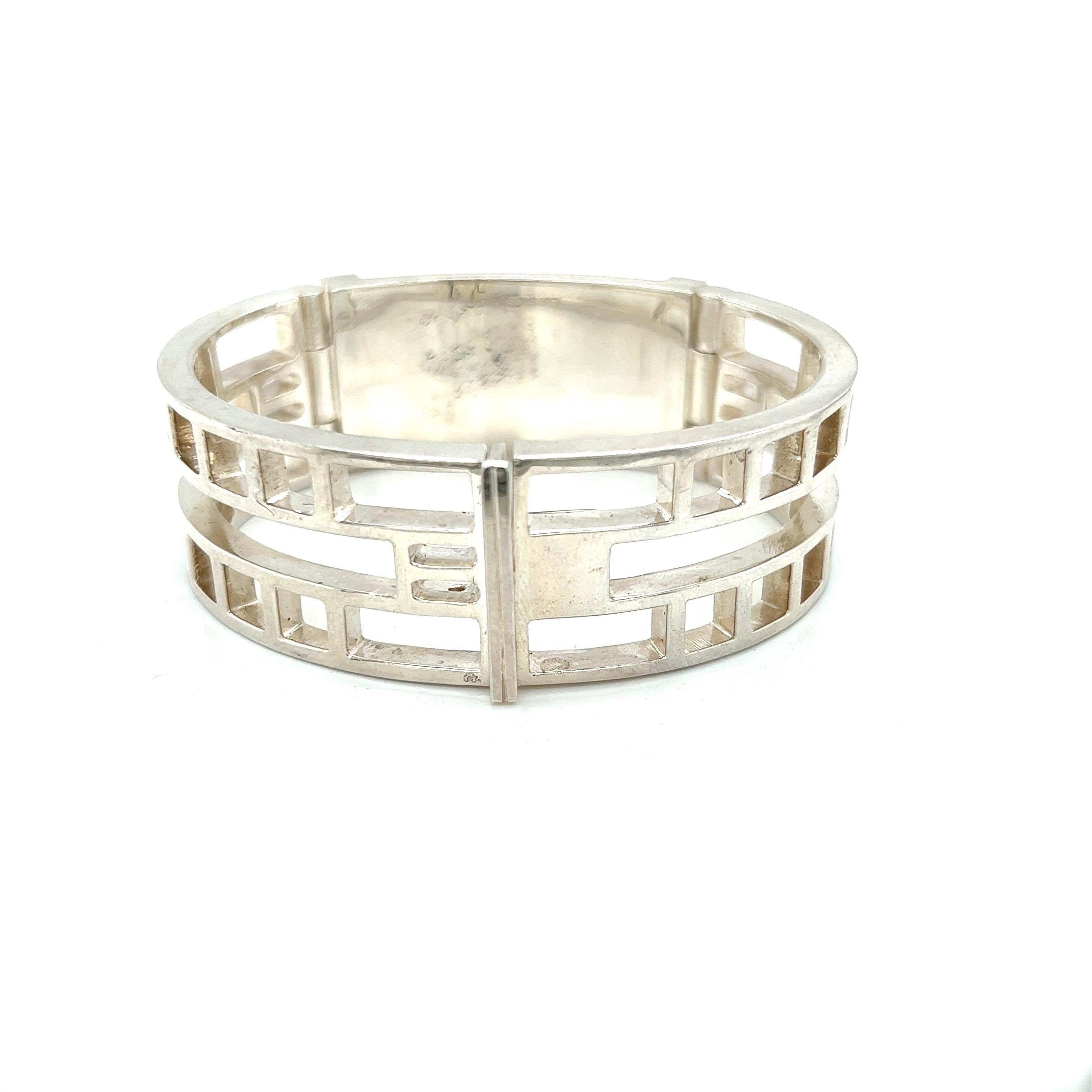 Art Deco Style ID Bracelet with Strawberry Quartz in Sterling Silver For Sale 1