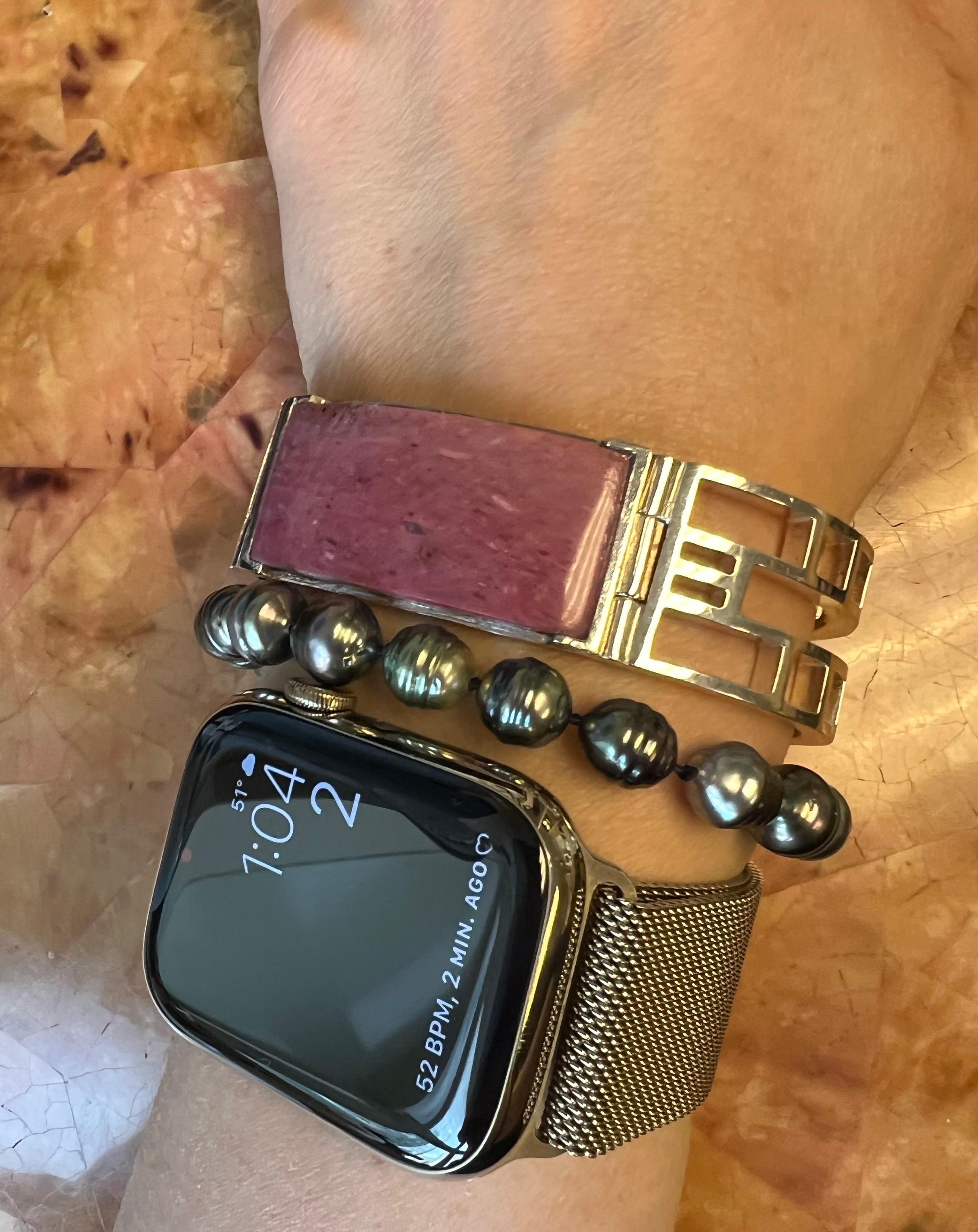 Art Deco Style ID Bracelet with Strawberry Quartz in Sterling Silver For Sale 5