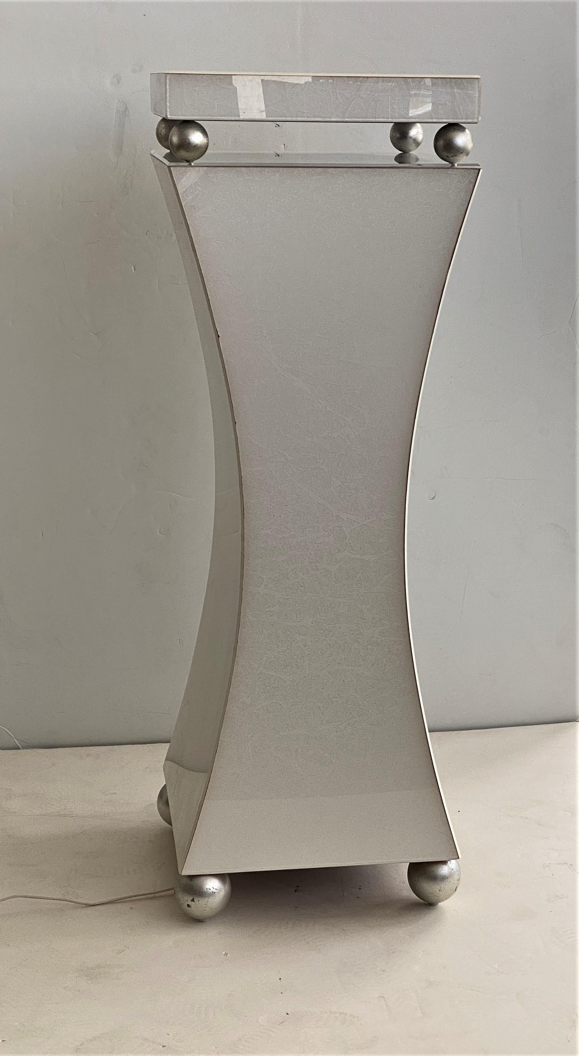 Polished Art Deco Style Illuminated Pedestal For Sale