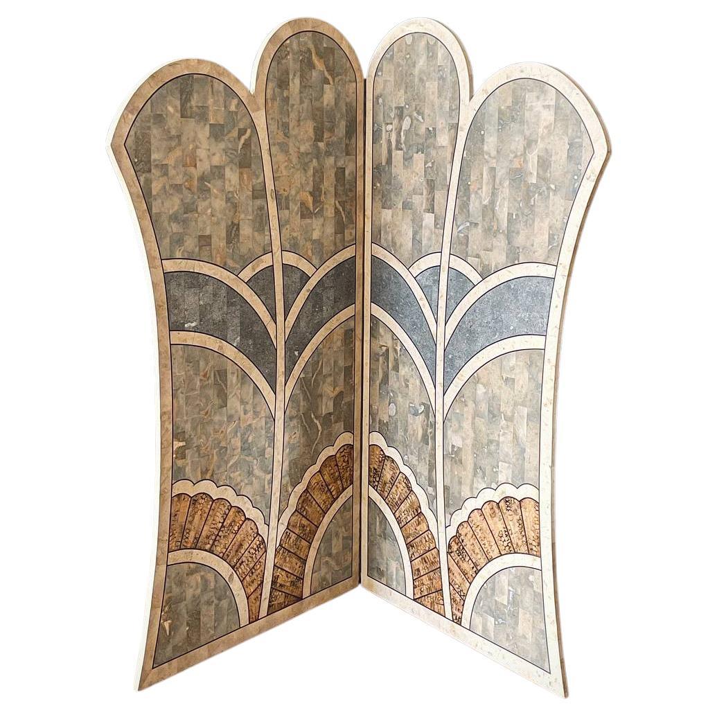 Art Deco Stil Intarsien aus Stein Raumteiler Faltwand