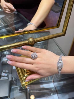 Art Deco Style Inspired Platinum Diamond Ballerina Cocktail Ring, 3.84 ct