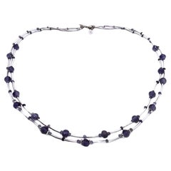 Art Deco Style Iolite and Sterling Necklace