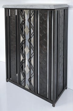 Art Deco Style Iron and Marble Top Console Table