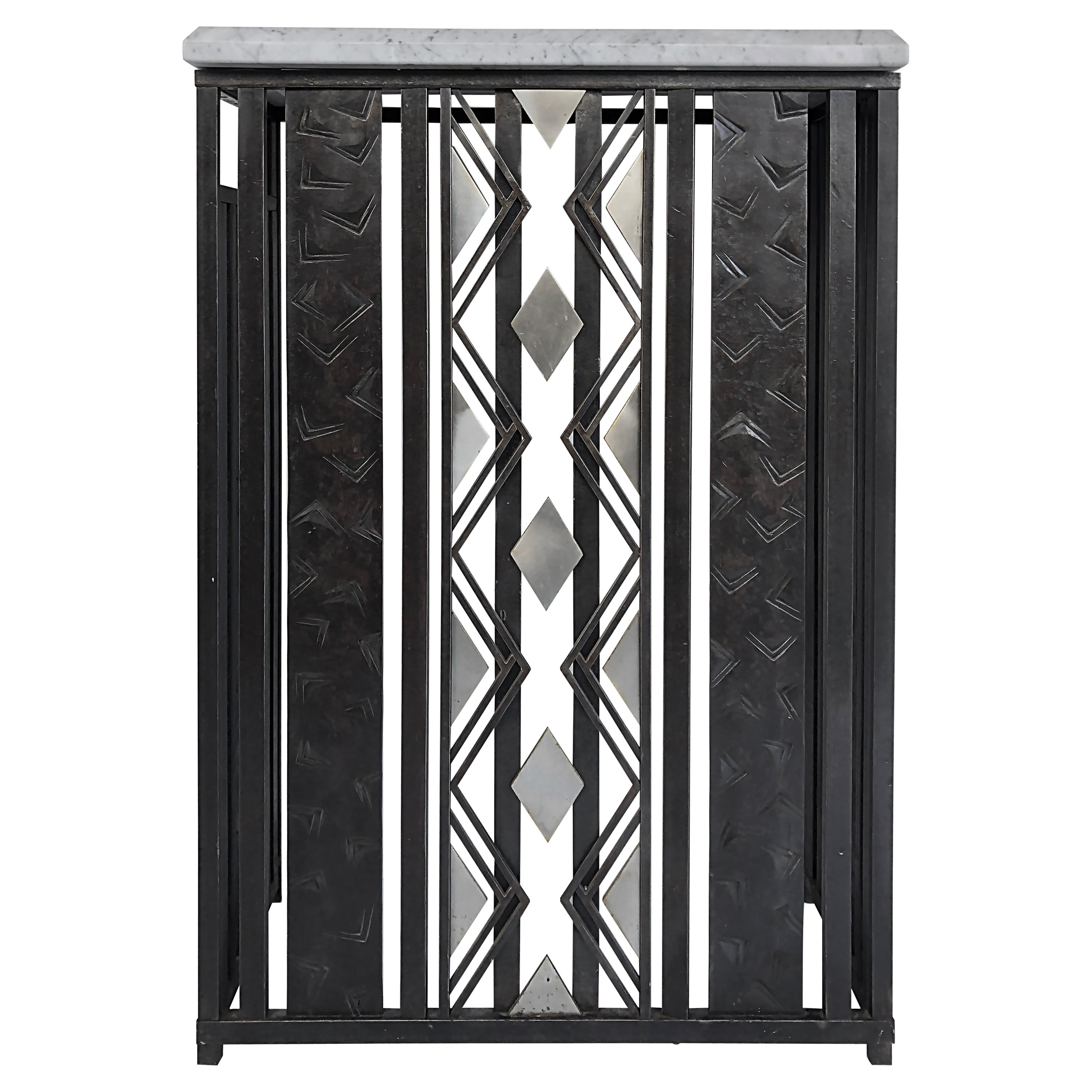 Art Deco Style Iron and Marble Top Console Table