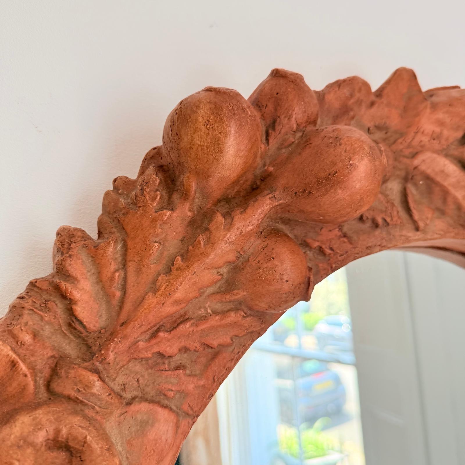 Art Deco Style, Italian 70's Circular Mirror In Terracotta Frame en vente 4