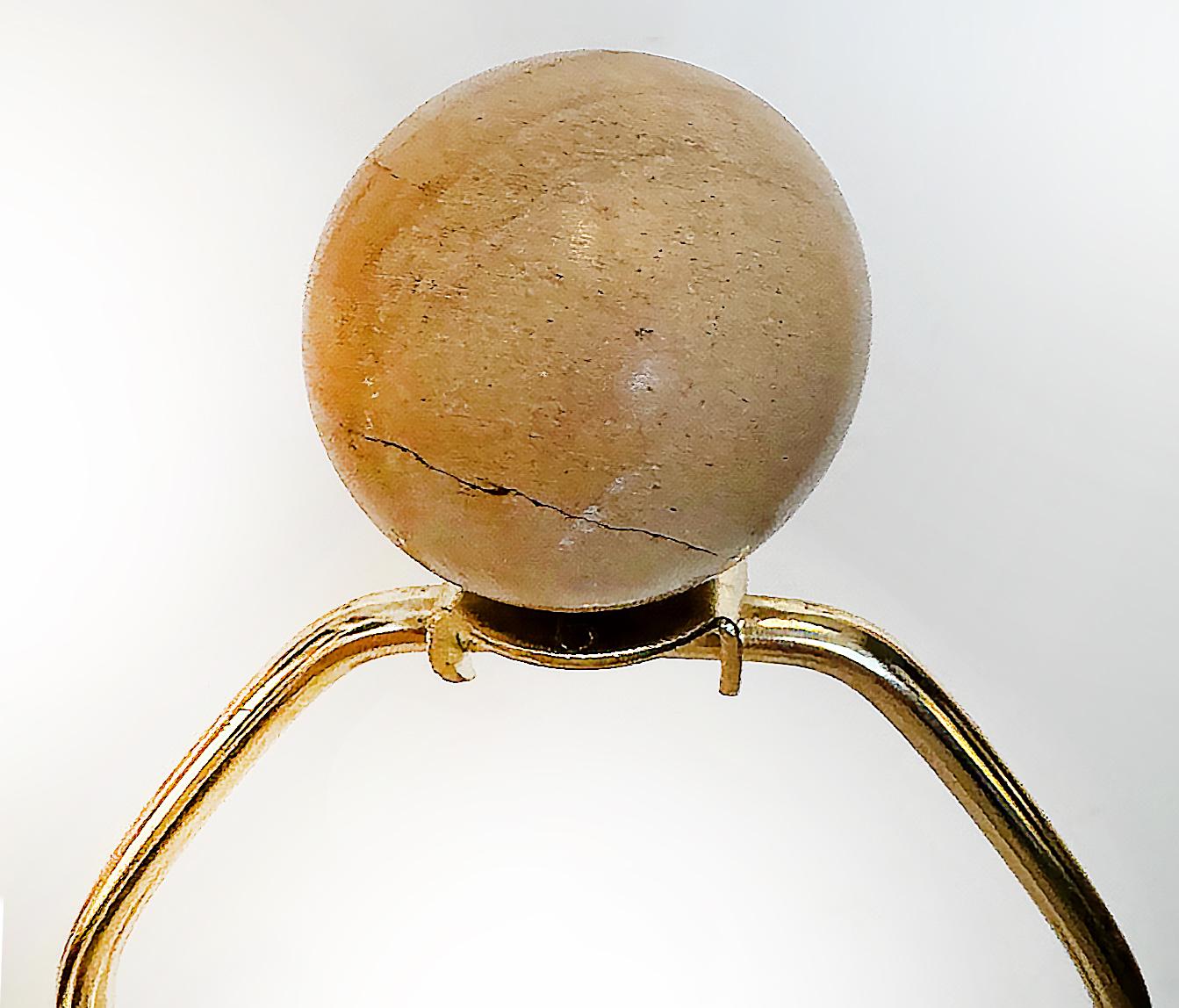 Lampe de table italienne en marbre Breccia de style Art Déco, abat-jour d'origine en vente 3
