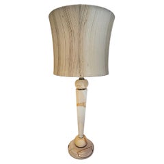 Art Deco Style Italian Breccia Marble Table Lamp, Original Shade