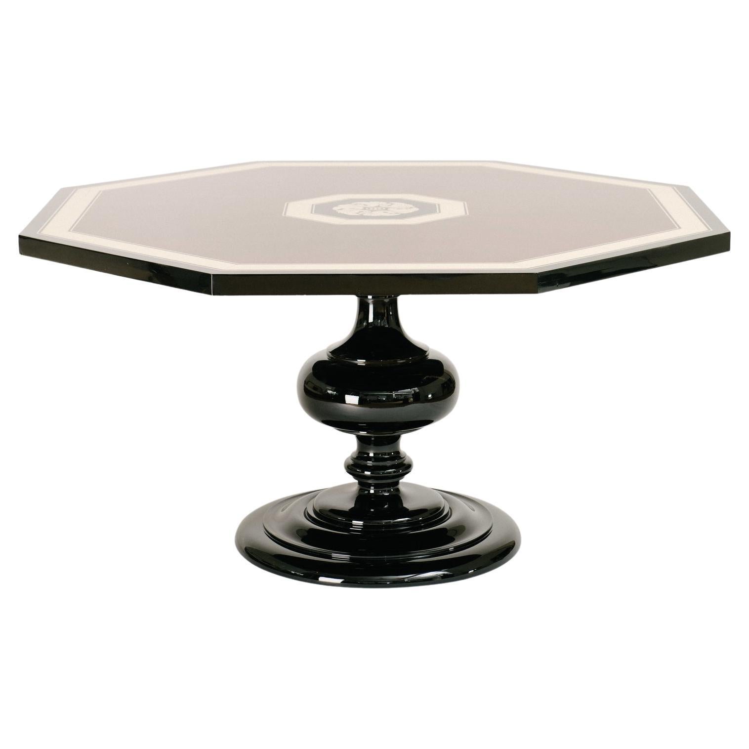 Art Deco Style Italian Lacquered Octagon Pedestal Table