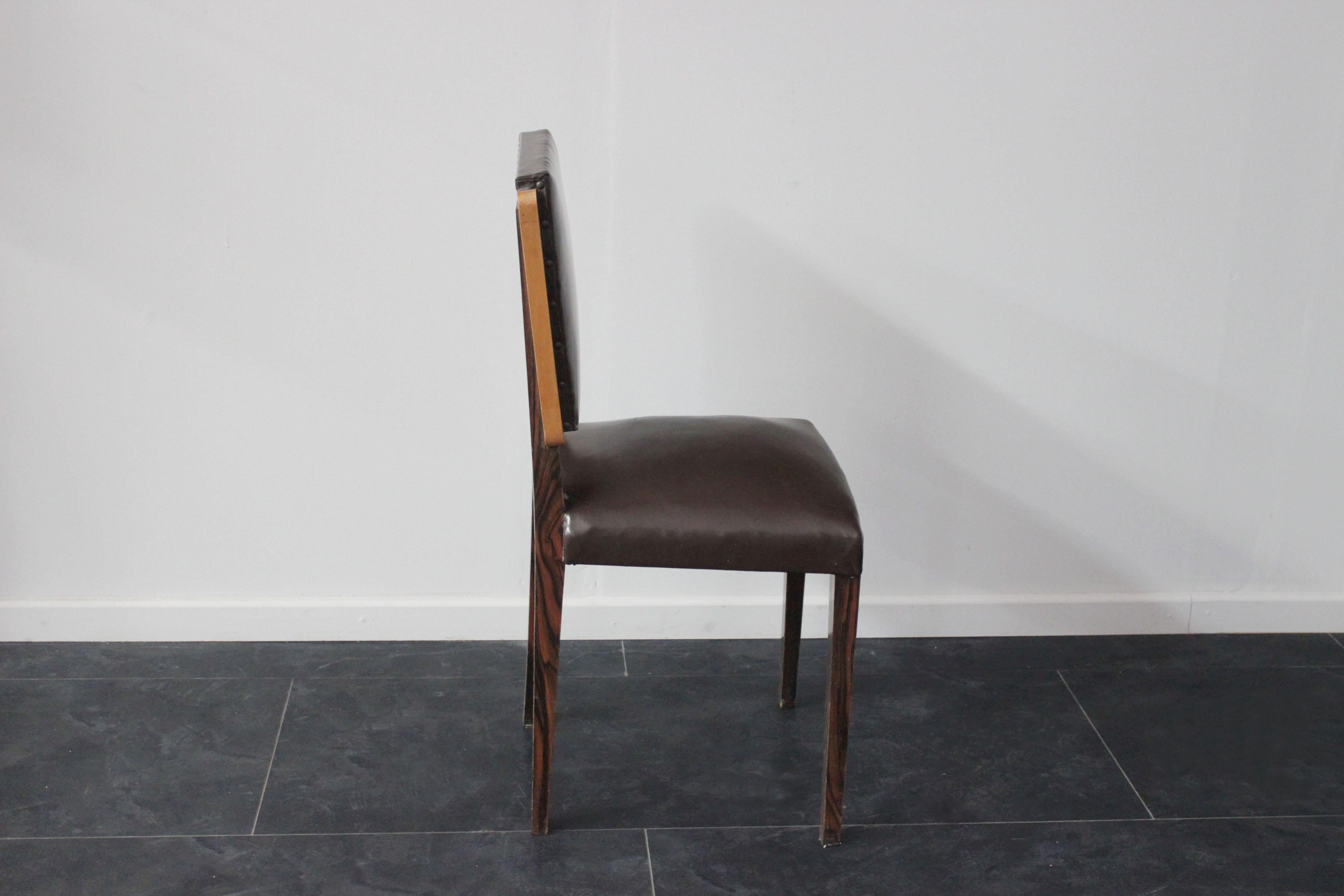 Macassar ebony and maple chair. Available 5 chairs, the price is for one chair.