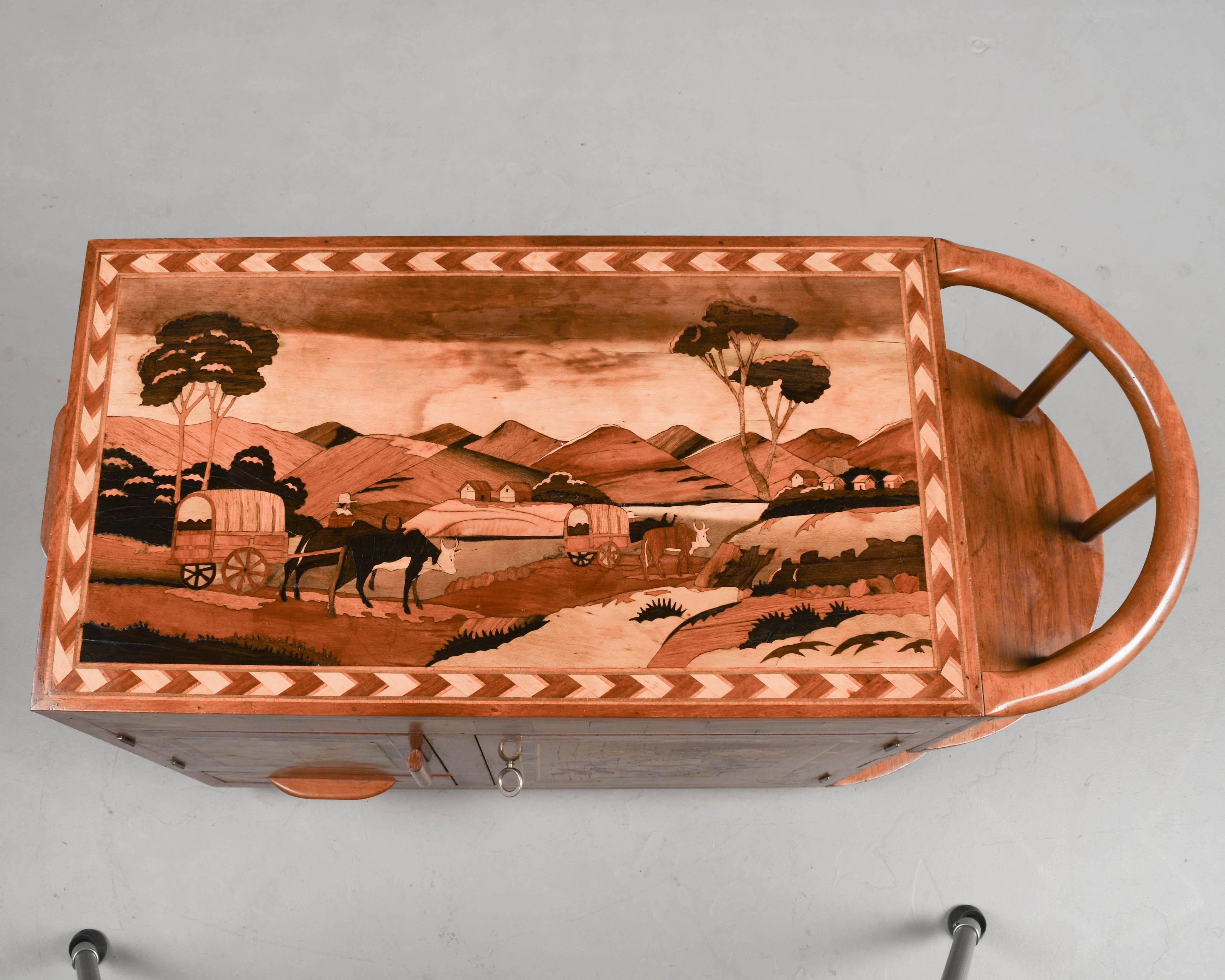 Barwagen mit italienischen Intarsien im Art-Deco-Stil im Angebot 4
