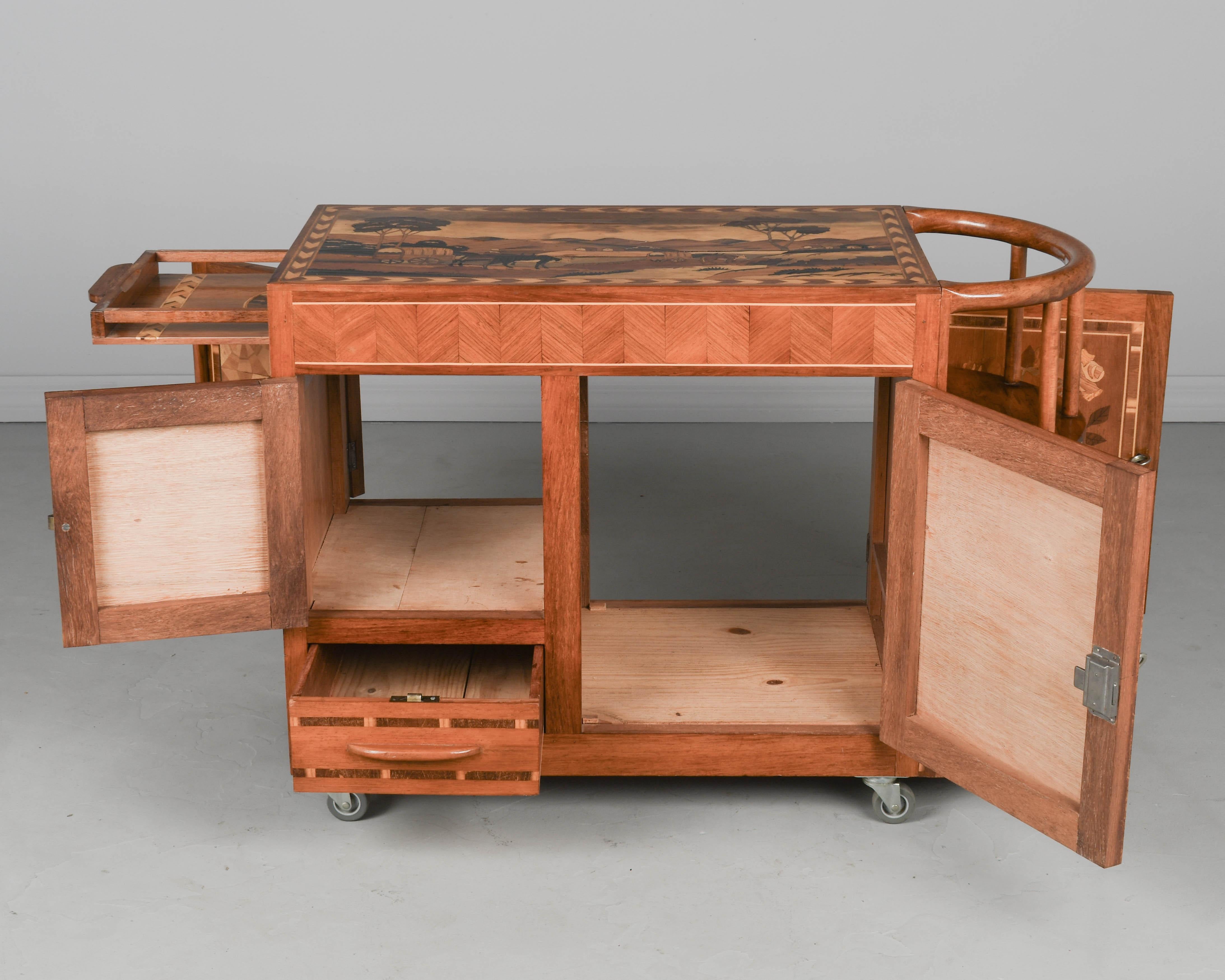 Barwagen mit italienischen Intarsien im Art-Deco-Stil im Zustand „Gut“ im Angebot in Winter Park, FL