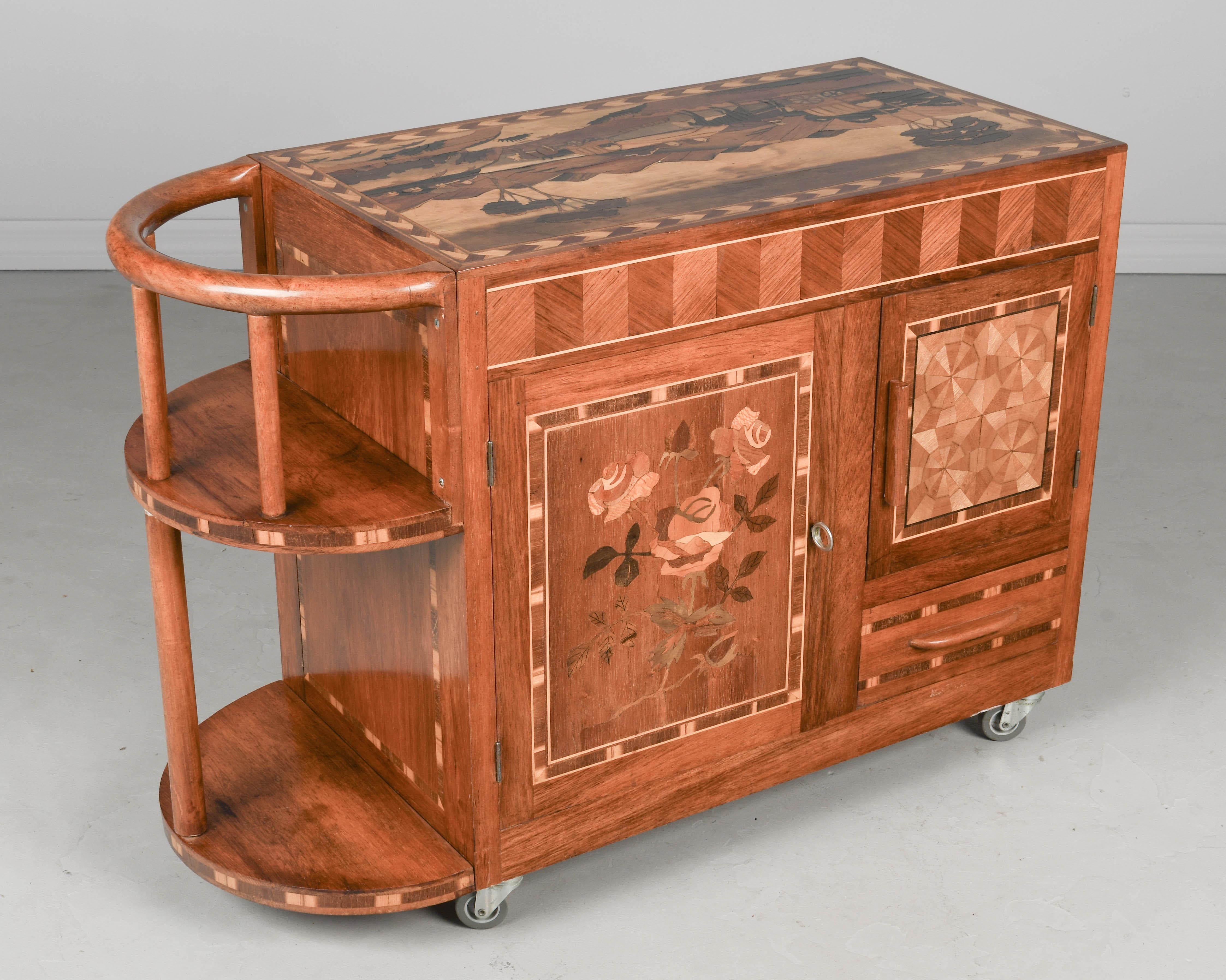 Barwagen mit italienischen Intarsien im Art-Deco-Stil im Angebot 1