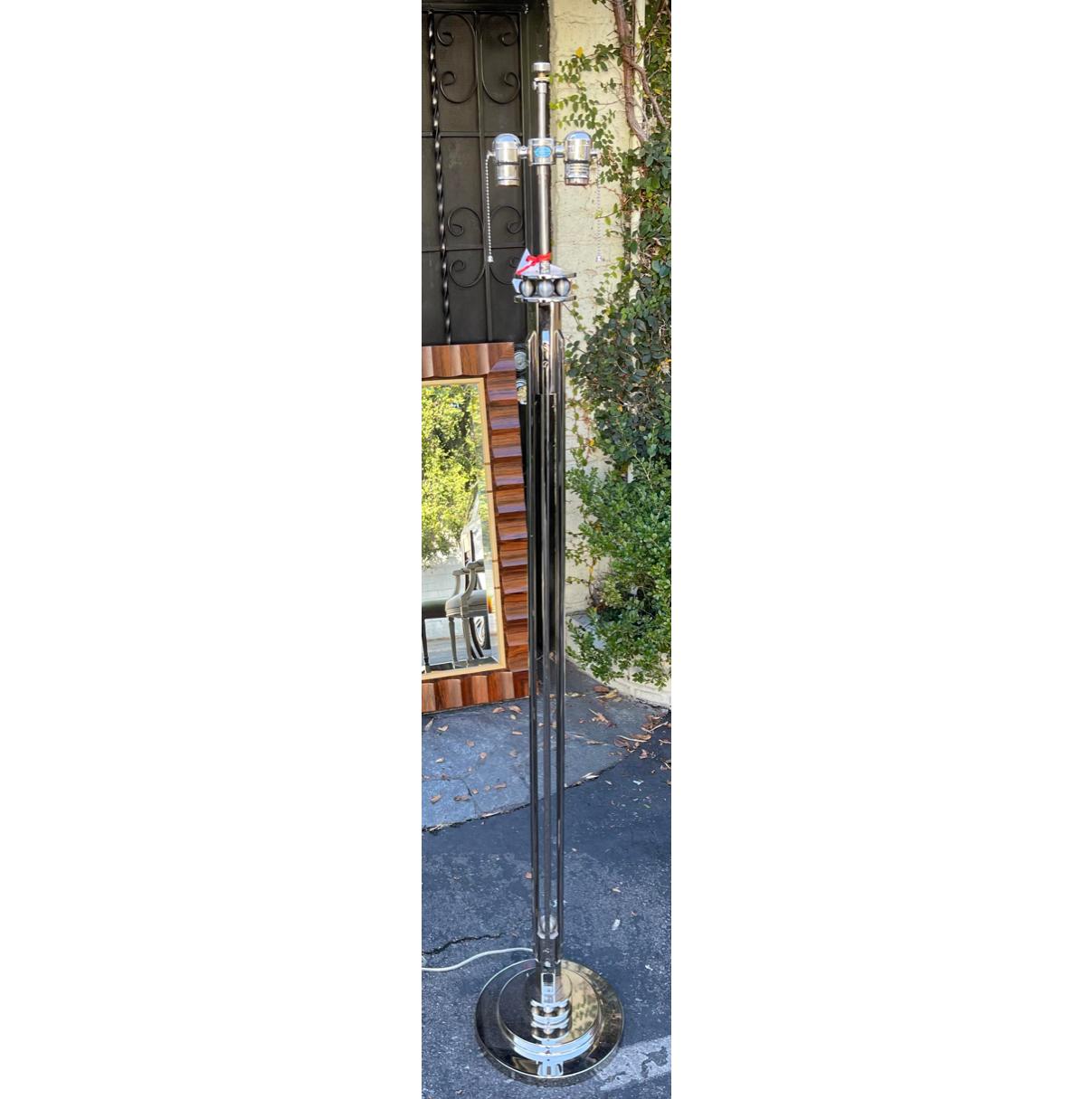 American Art Deco Style J. Robert Scott Chrome Odette Floor Lamp