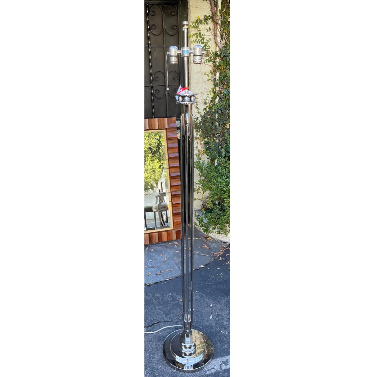 American Art Deco Style J. Robert Scott Chrome Odette Floor Lamp For Sale