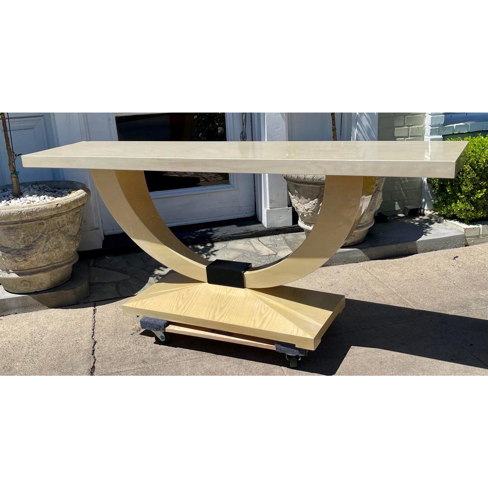 Art Deco style J. Robert Scott U form console sofa table.