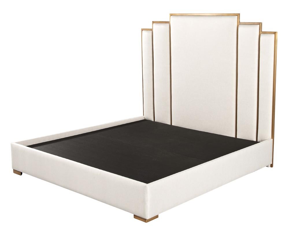 Cama King Estilo Art Decó en Bronce en venta 7