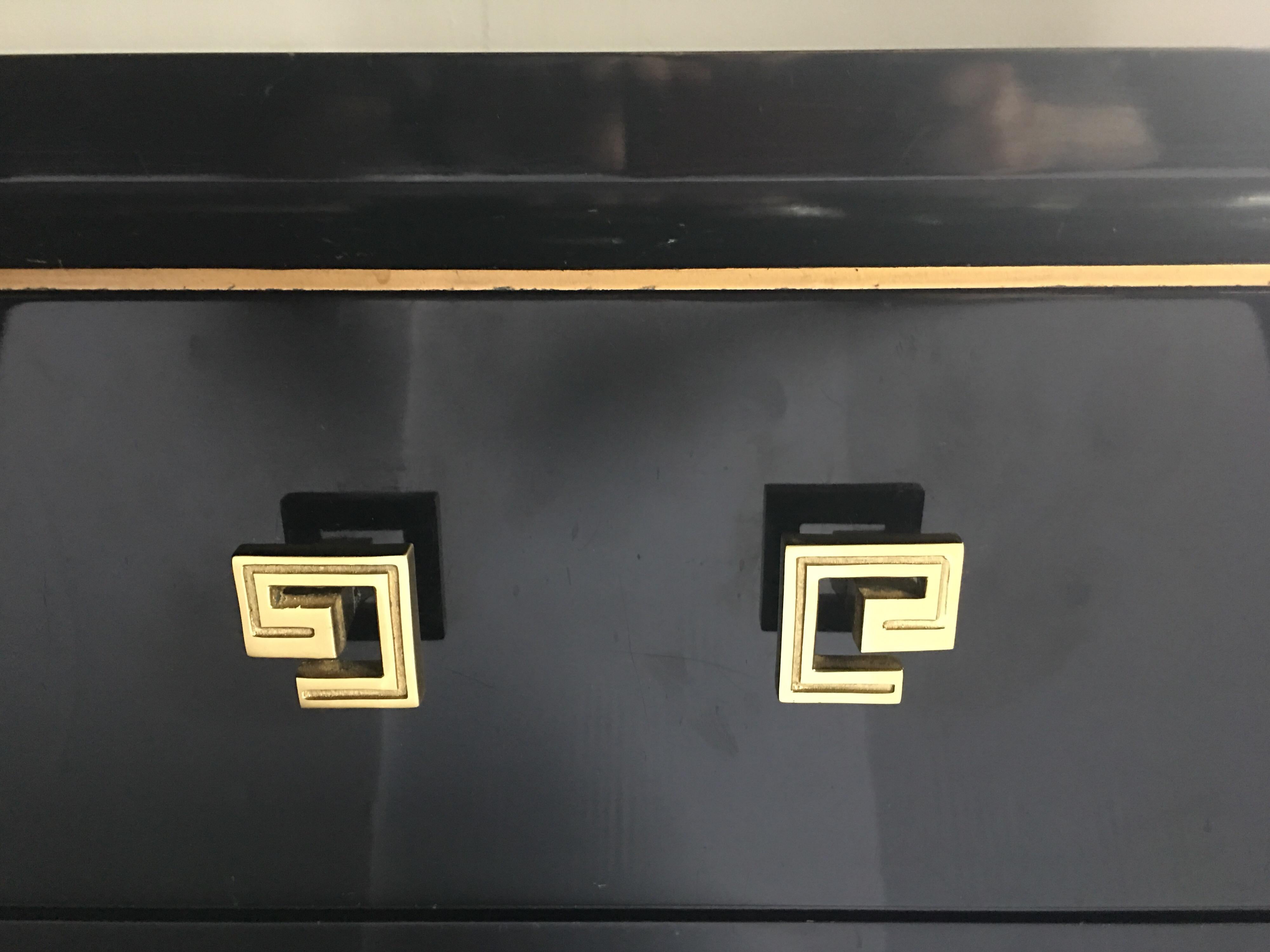 Art Deco Style Lacquer and Gilt Greek Key Dresser 2
