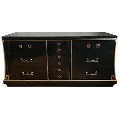 Art Deco Style Lacquer and Gilt Greek Key Dresser