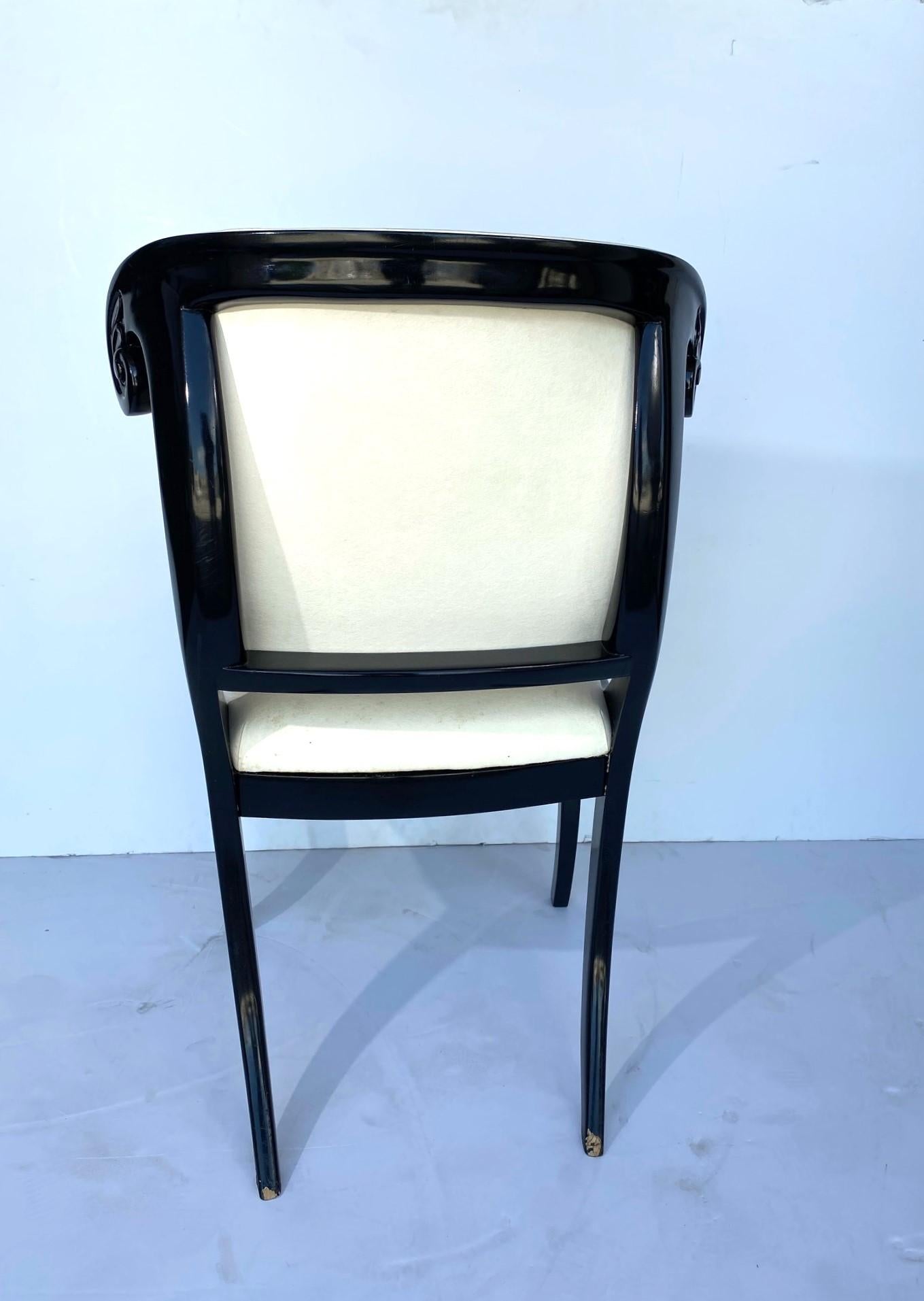 Art Deco Style Lacquered Dining Chairs Set of 10 In Good Condition For Sale In Pomona, CA