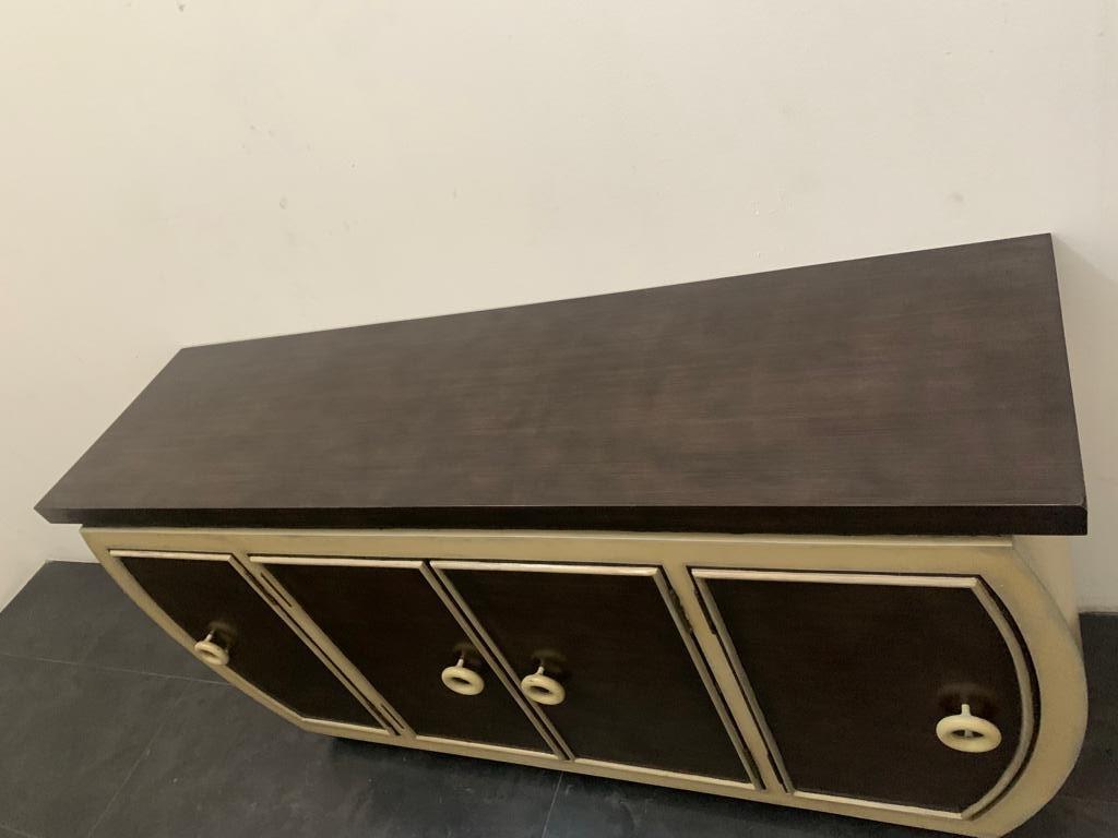 Art Deco Style Lacquered Sideboard with Rounded Sides, 1990s For Sale 7