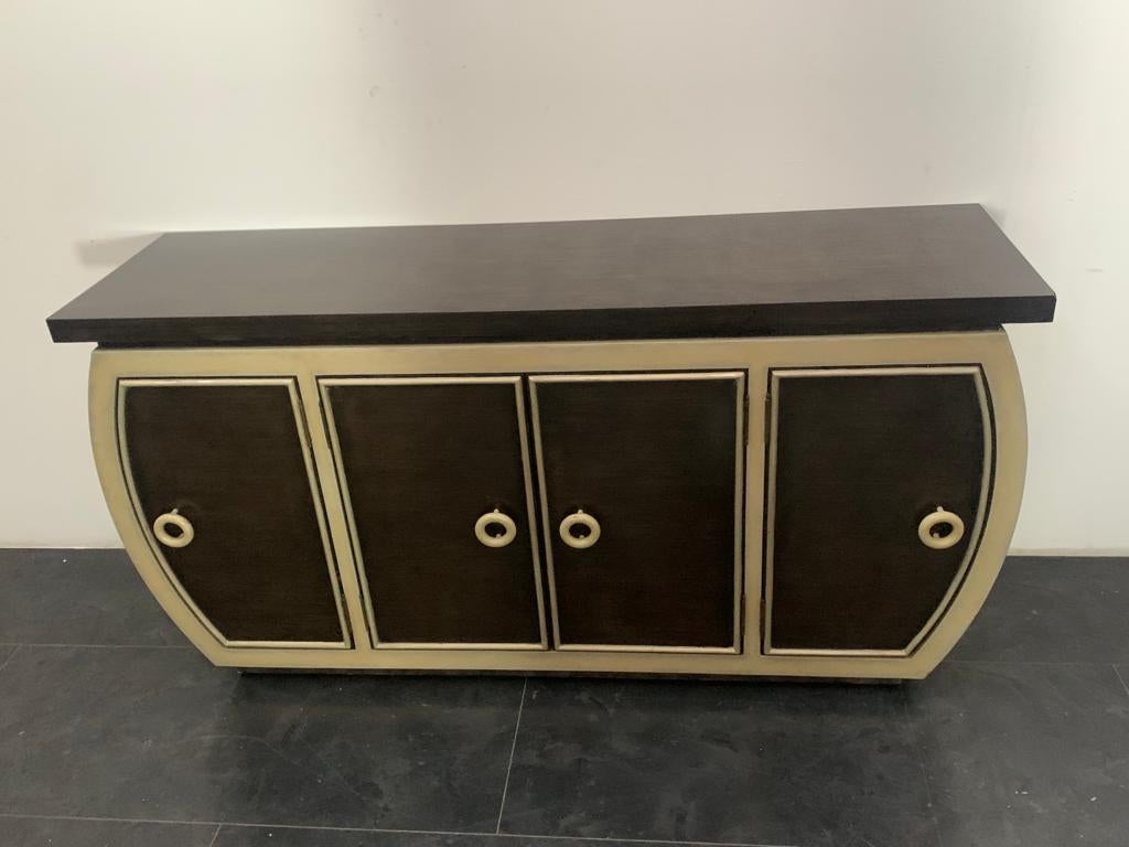 American Art Deco Style Lacquered Sideboard with Rounded Sides, 1990s For Sale