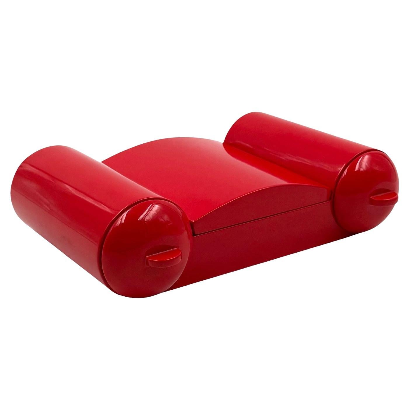 Art deco style lacquered wood jewelry box, Jacques Blanchard, France 1970s