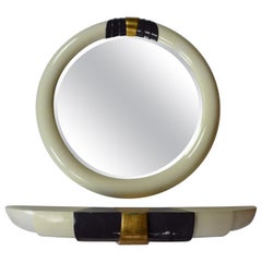 Laqué style Art déco  Console murale et miroir