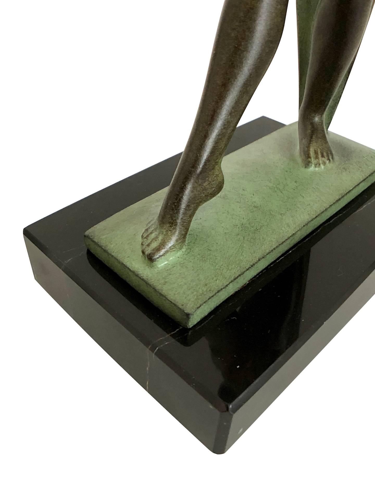 Spelter Art Deco Style Lady Bookends Meditation by Pierre Le Faguays for Max Le Verrier