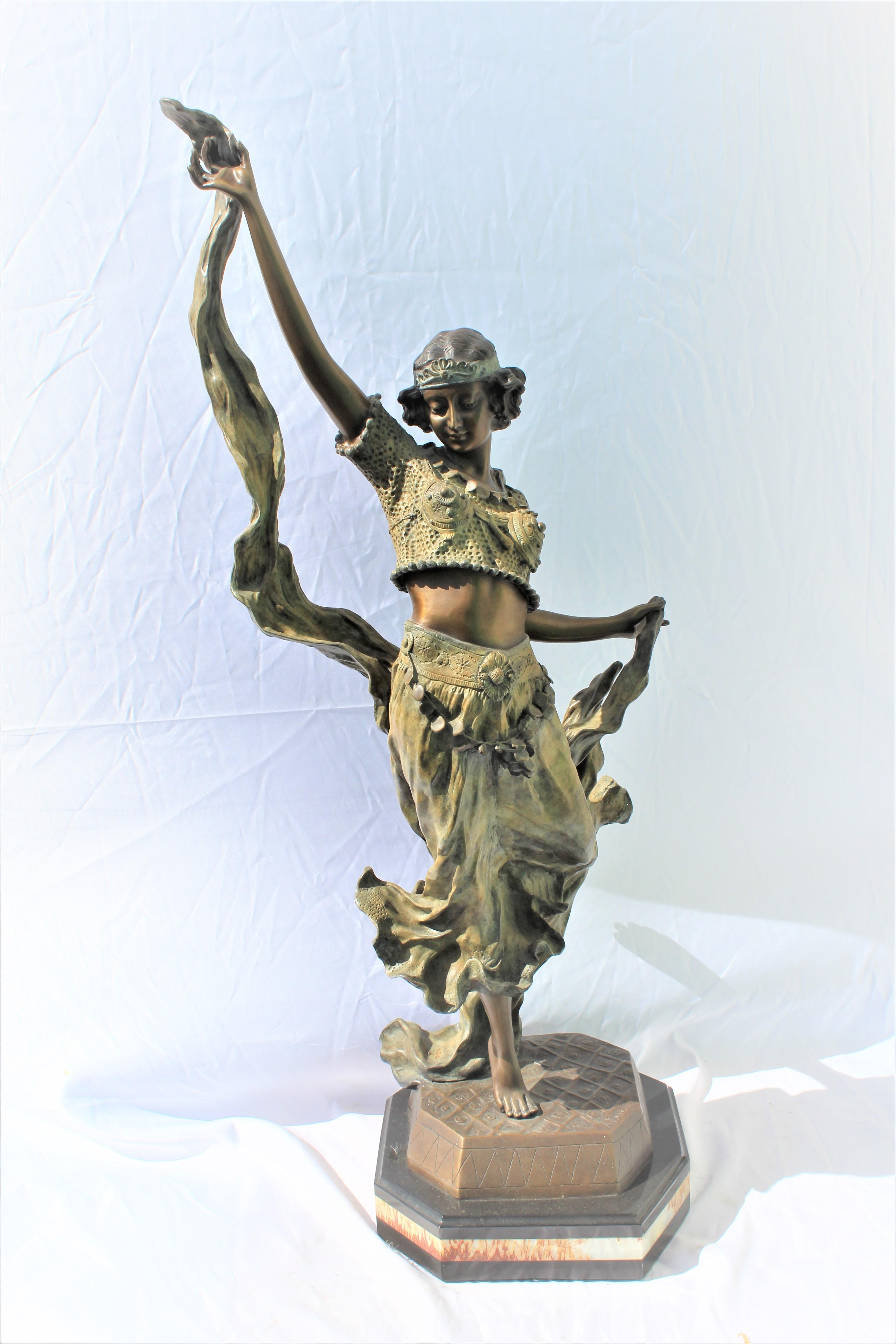 Art deco Style , Lady in Eastern Dance pose , Bronze , Large  For Sale 8