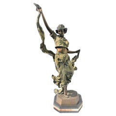 Vintage Art deco Style , Lady in Eastern Dance pose , Bronze , Large 