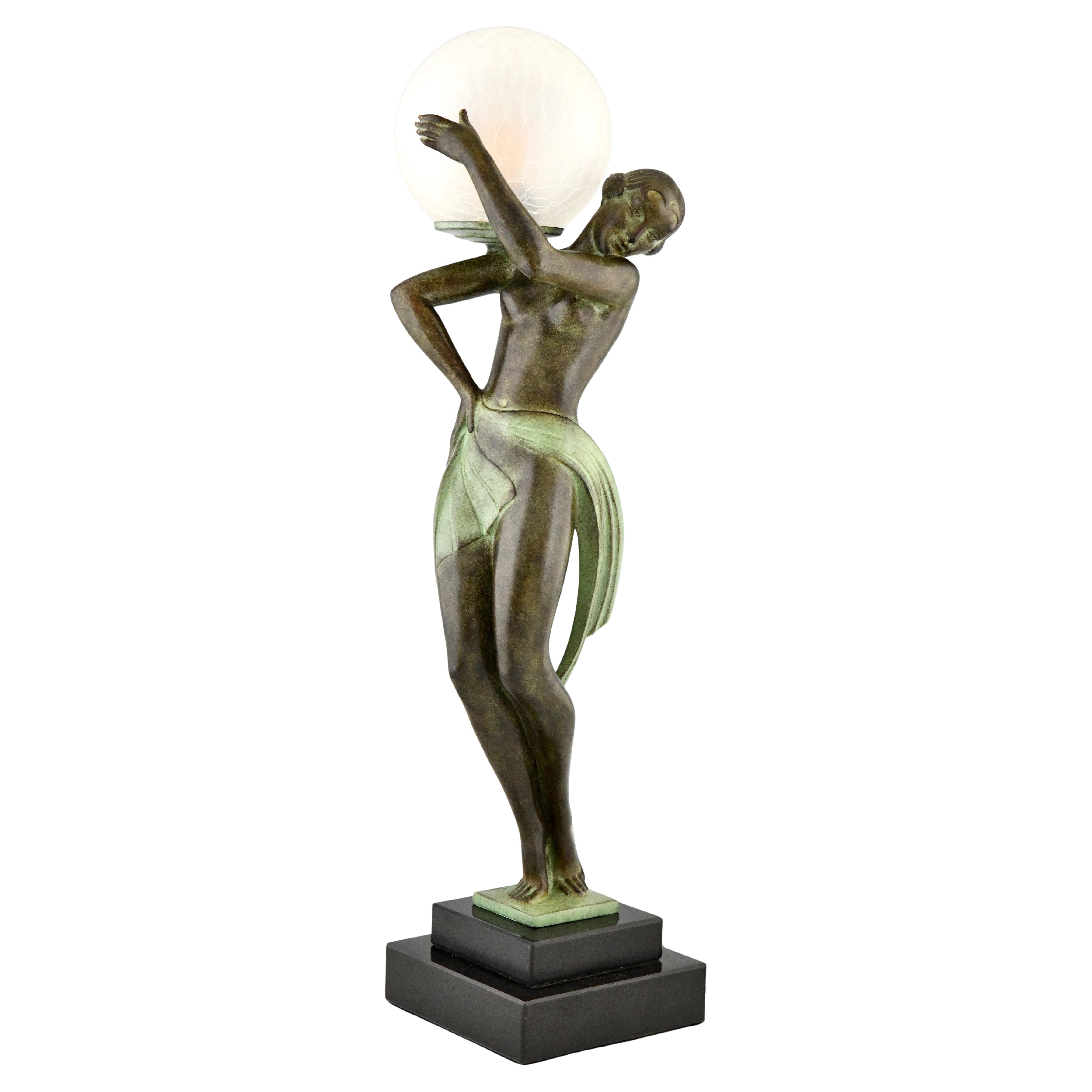 Art Deco style lamp dancer with ball  FARANDOLE by Fayral & Max Le Verrier
