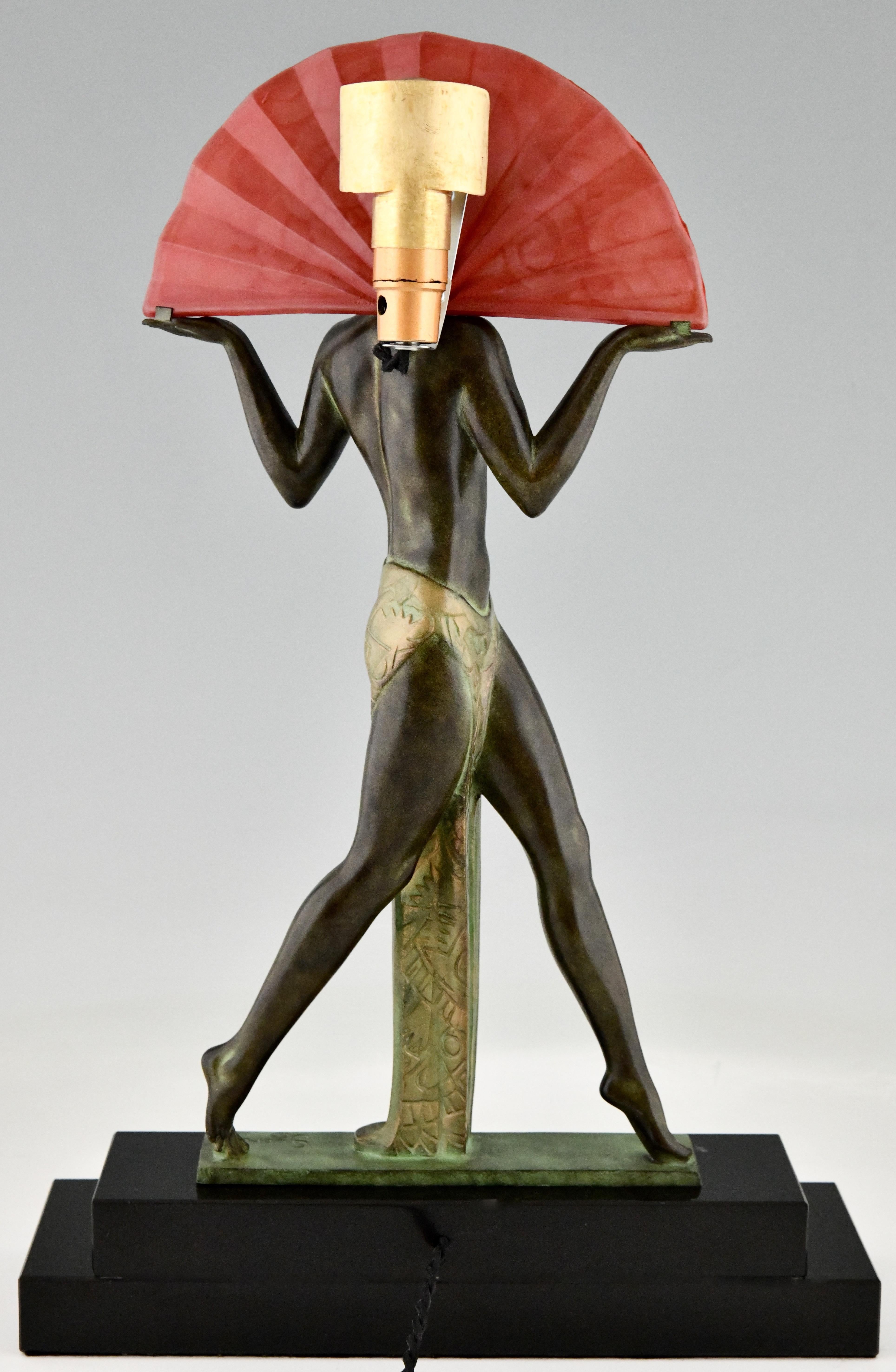 Contemporary Art Deco Style Lamp Espana Dancer with Fan by Guerbe for Max Le Verrier Original For Sale