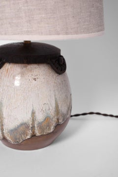 Lampe de style Art Déco en grès émaillé. Keramis.