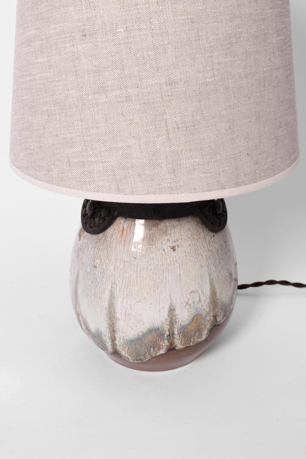 Art Deco style lamp in enamelled sandstone. Keramis. In Excellent Condition For Sale In Lisboa, PT