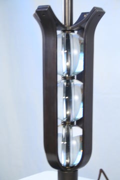 Art Deco Style Lamp, Iron and Glass Spheres, after E. Brandt