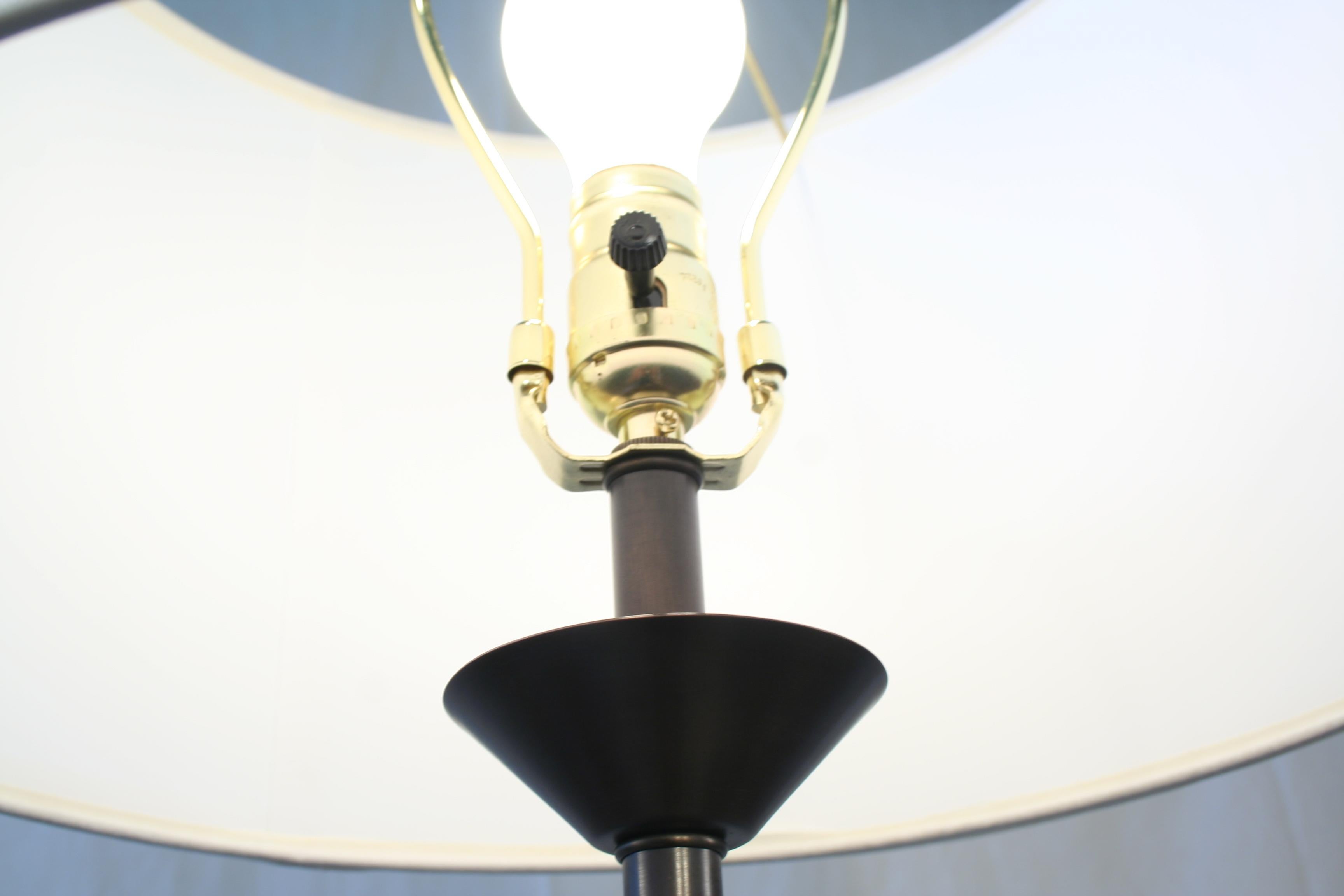 Forged Art Deco Style Lamp, Iron and Glass Spheres, after E. Brandt For Sale