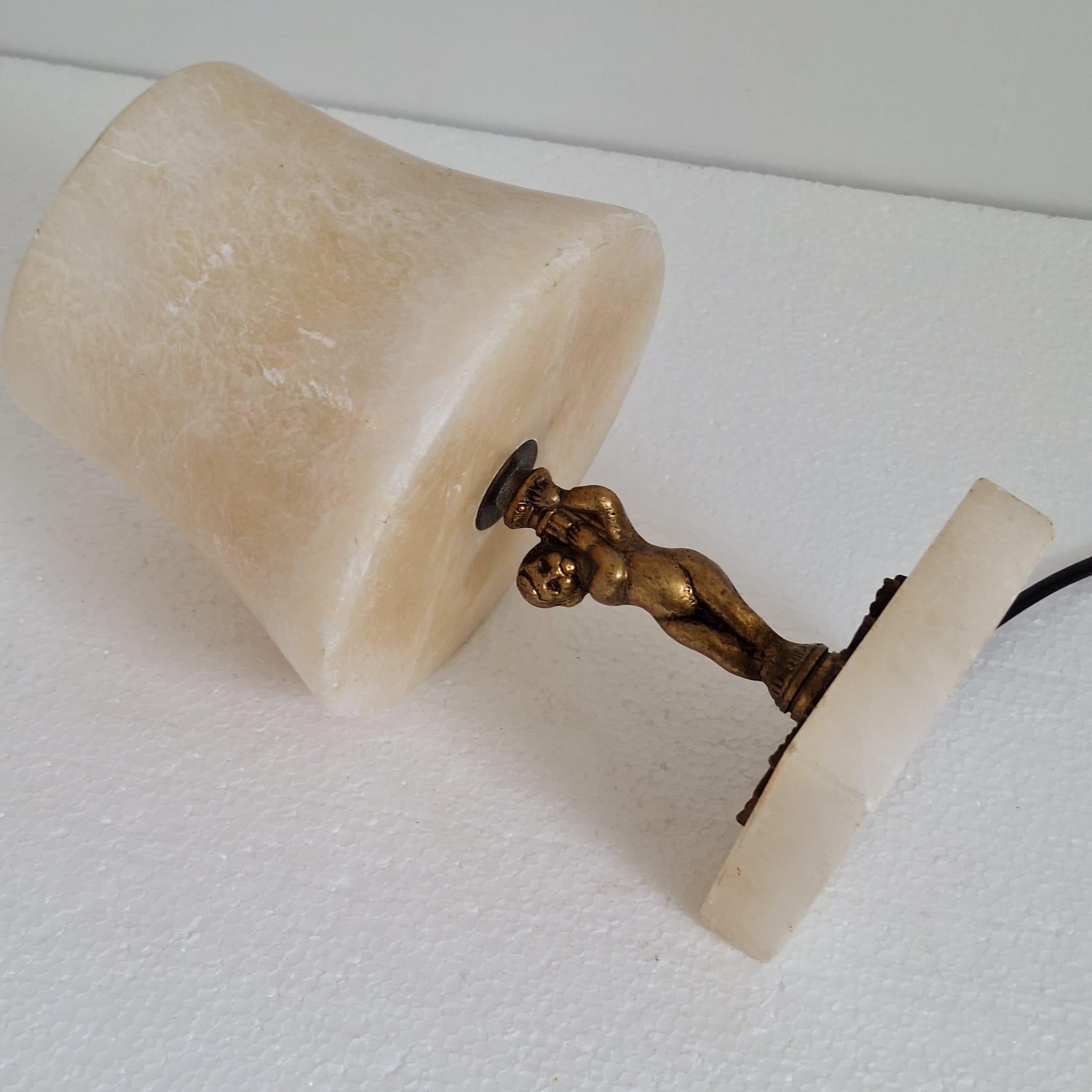 Lámpara de estilo Art Déco de alabastro y bronce en venta 5