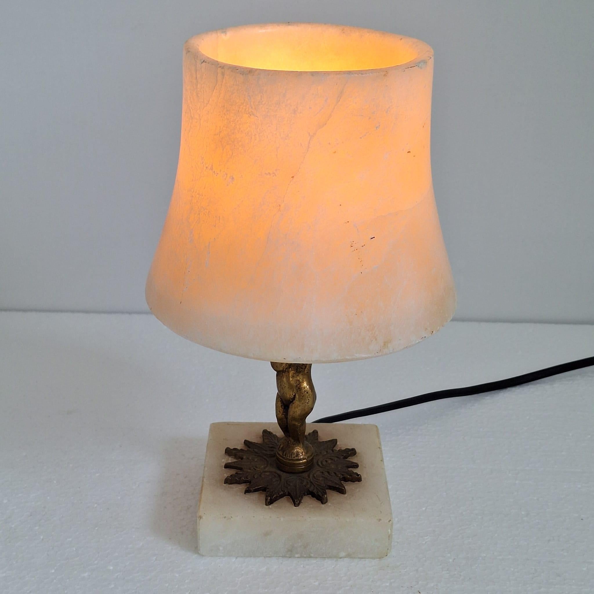 Lámpara de estilo Art Déco de alabastro y bronce en venta 6