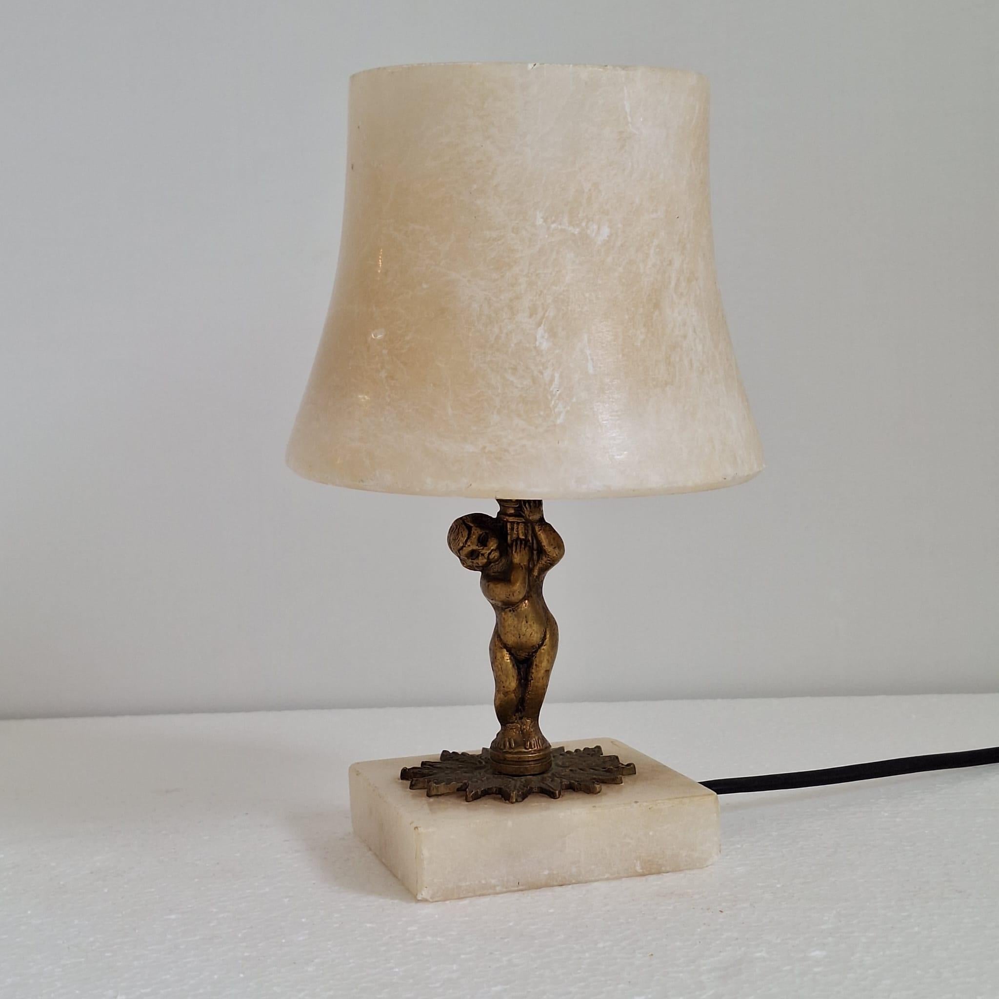 Lámpara de estilo Art Déco de alabastro y bronce en venta 7