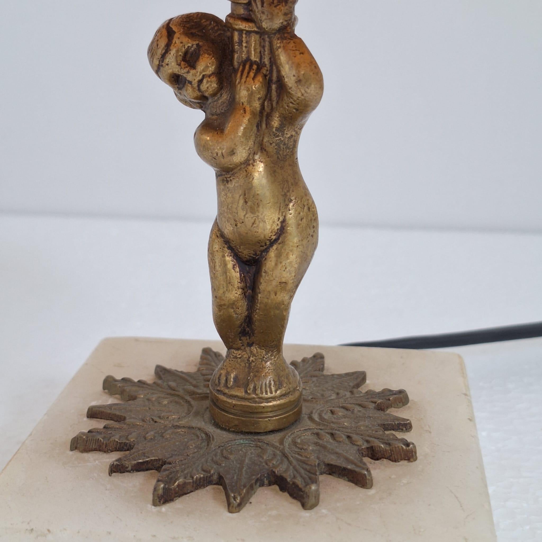 Lámpara de estilo Art Déco de alabastro y bronce Holandés en venta