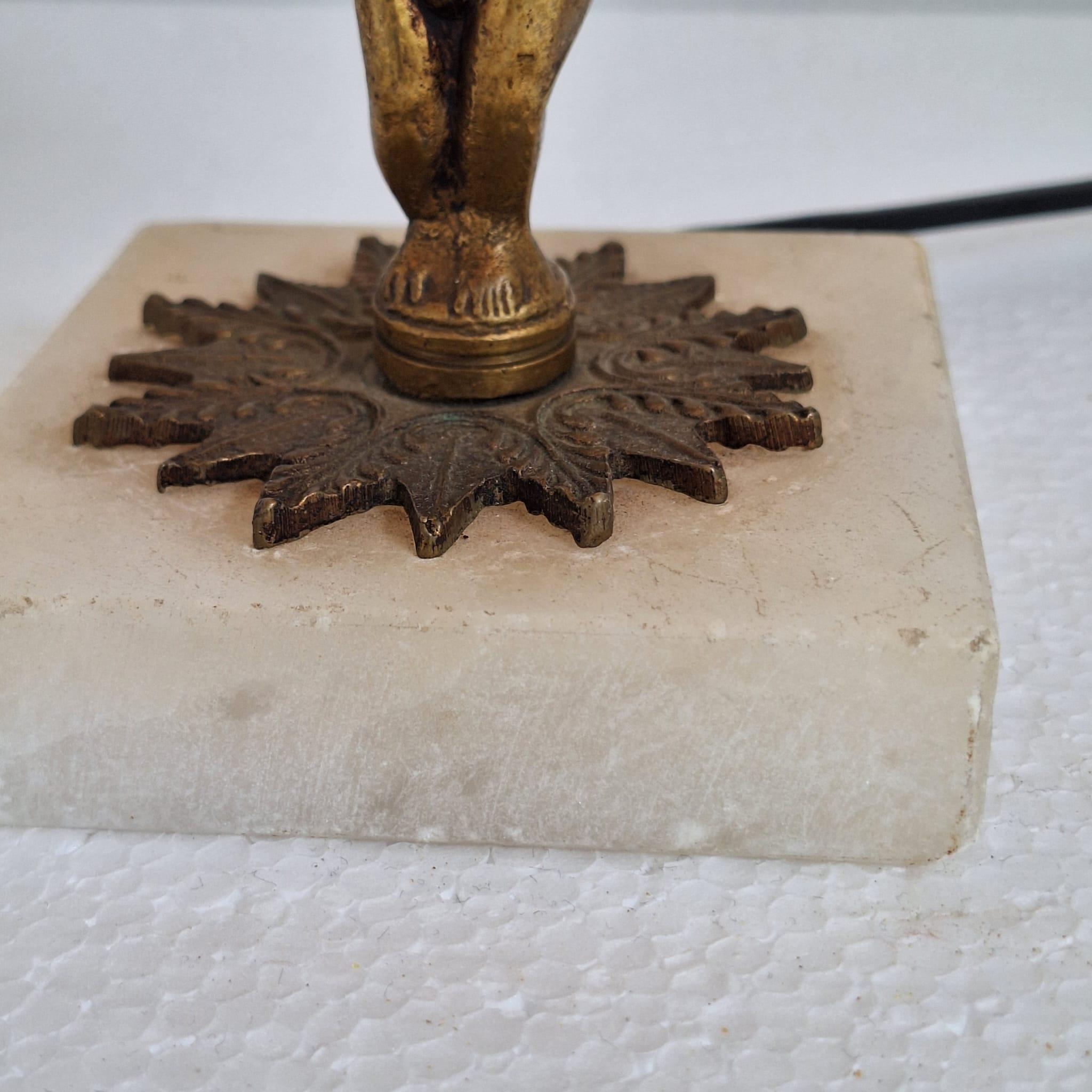 Lámpara de estilo Art Déco de alabastro y bronce en venta 2