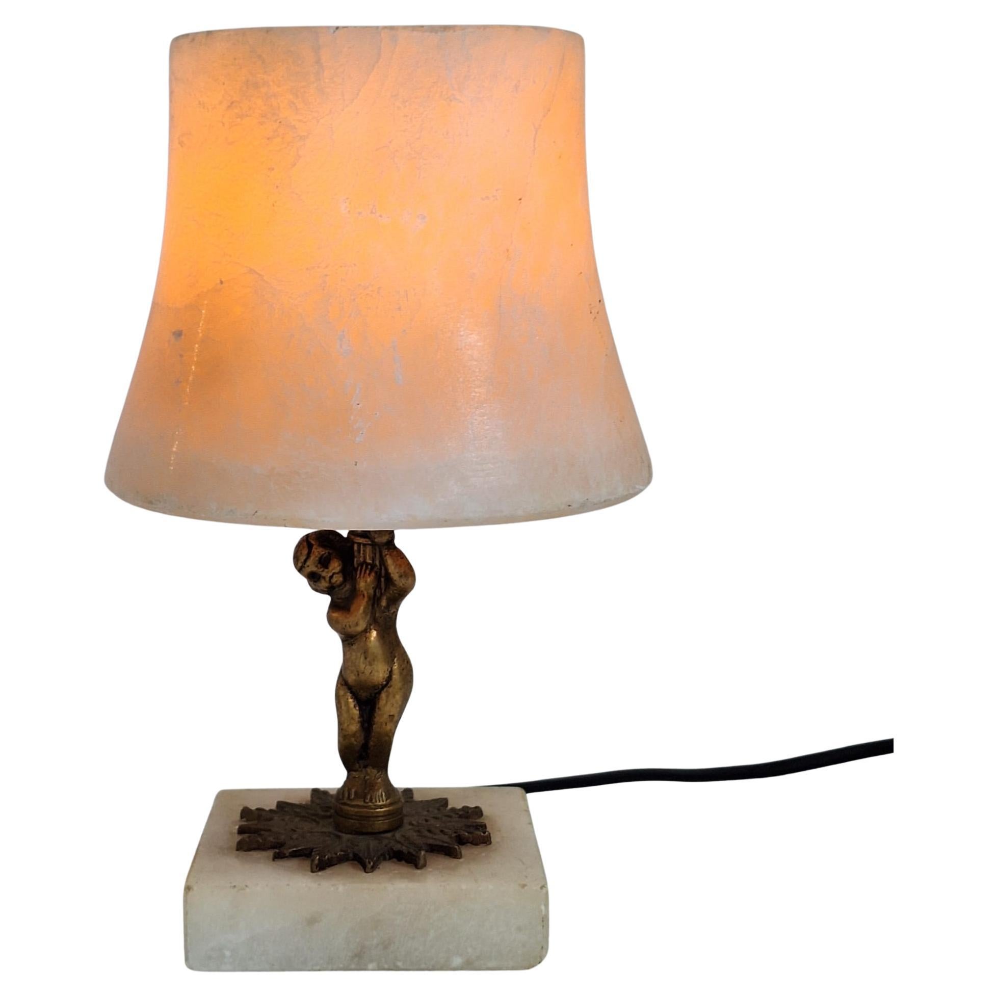Lámpara de estilo Art Déco de alabastro y bronce