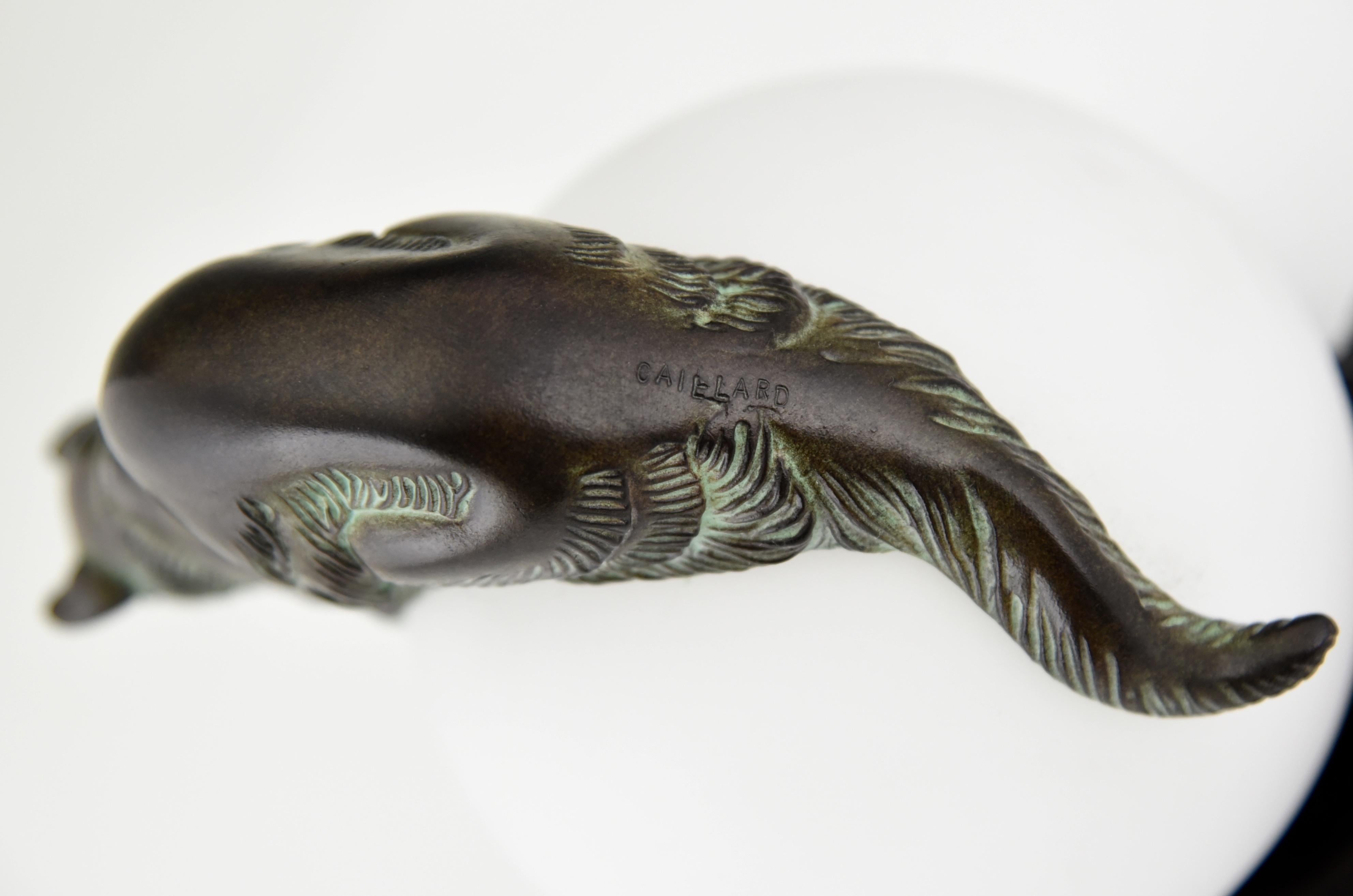 Metal Art Deco style lamp with cat EQUILIBRE signed Gaillard for Max Le Verrier.