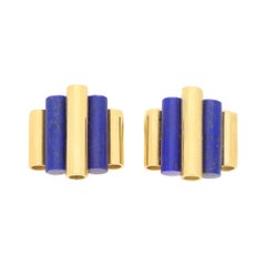 Art Deco Style Lapis Lazuli Cufflinks in 18 Karat Yellow Gold, circa 1940