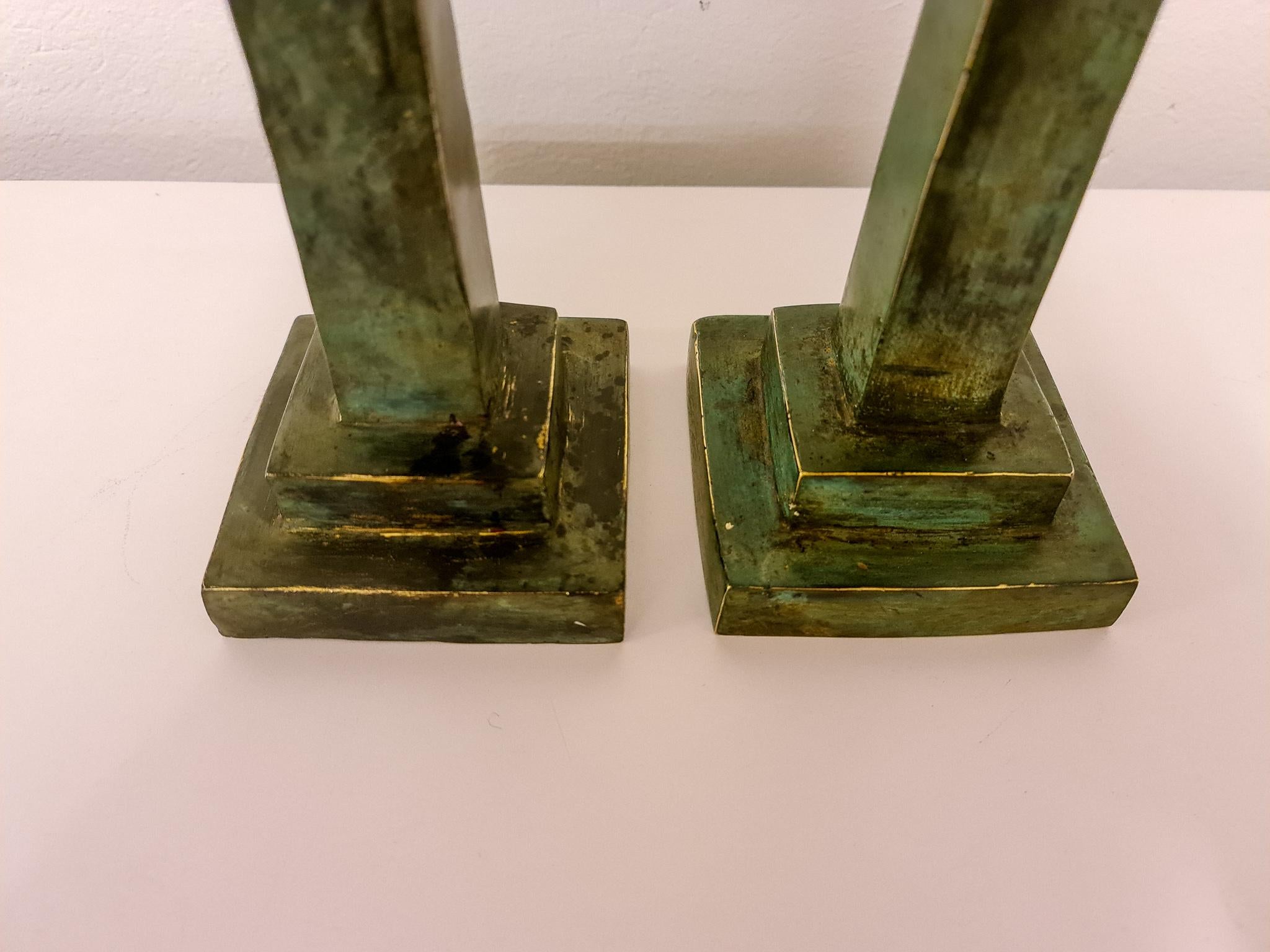 Art Deco Style Large Bronze Candleholders, Sweden, 1990s 4