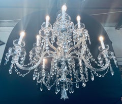 Art Deco Style Large Crystal Chandelier in the Manner of Waterford